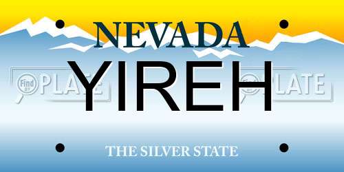 YIREH Nevada License Plate