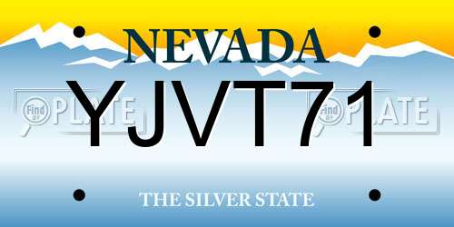 YJVT71 Nevada License Plate