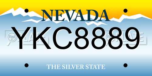 YKC8889 Nevada License Plate