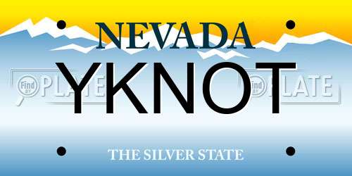 YKNOT Nevada License Plate