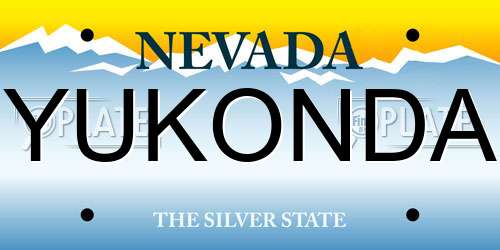 YUKONDA Nevada License Plate