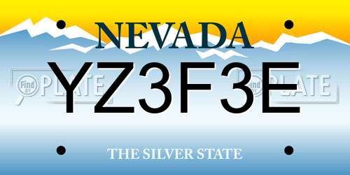 YZ3F3E Nevada License Plate