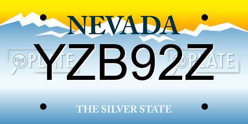 YZB92Z Nevada License Plate