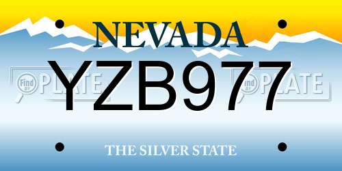 YZB977 Nevada License Plate