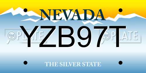 YZB97T Nevada License Plate