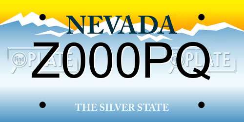 Z000PQ Nevada License Plate