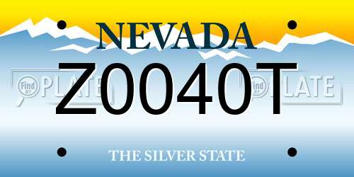 Z0040T Nevada License Plate