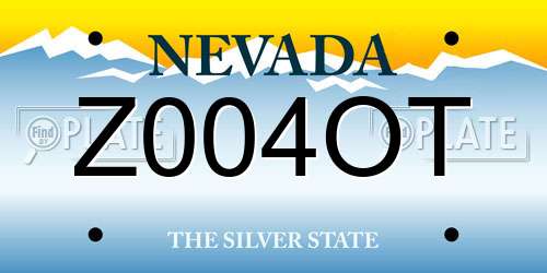 Z004OT Nevada License Plate