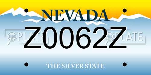 Z0062Z Nevada License Plate
