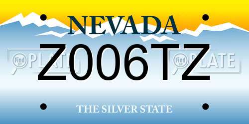 Z006TZ Nevada License Plate