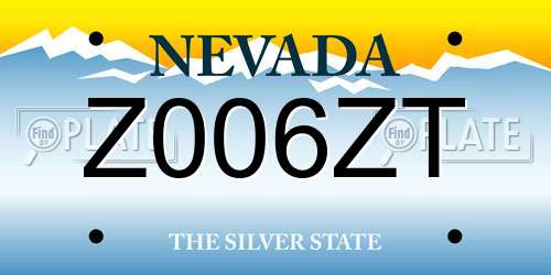 Z006ZT Nevada License Plate