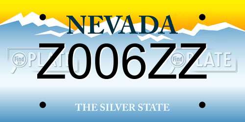 Z006ZZ Nevada License Plate