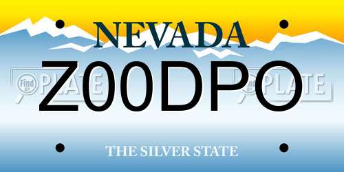 Z00DPO Nevada License Plate