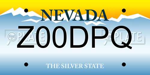 Z00DPQ Nevada License Plate