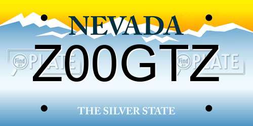 Z00GTZ Nevada License Plate