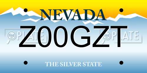 Z00GZT Nevada License Plate
