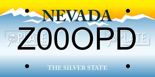 Z00OPD Nevada License Plate