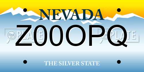 Z00OPQ Nevada License Plate