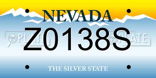 Z0138S Nevada License Plate