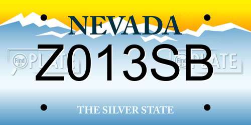Z013SB Nevada License Plate