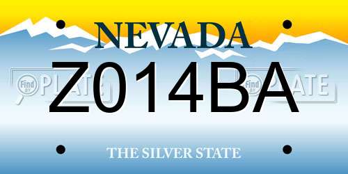 Z014BA Nevada License Plate
