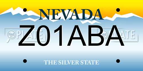 Z01ABA Nevada License Plate