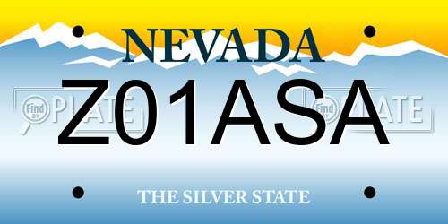 Z01ASA Nevada License Plate