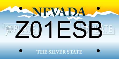 Z01ESB Nevada License Plate