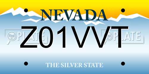 Z01VVT Nevada License Plate