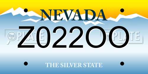 Z022OO Nevada License Plate