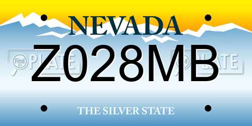 Z028MB Nevada License Plate