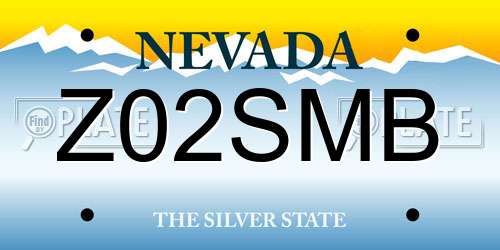 Z02SMB Nevada License Plate