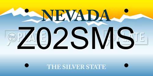 Z02SMS Nevada License Plate
