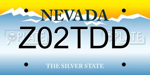 Z02TDD Nevada License Plate