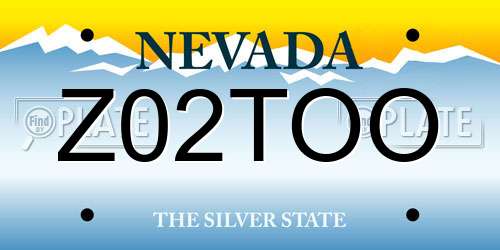Z02TOO Nevada License Plate