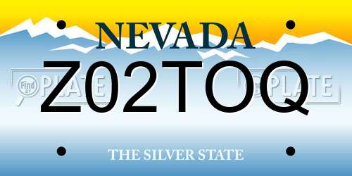 Z02TOQ Nevada License Plate