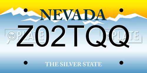 Z02TQQ Nevada License Plate