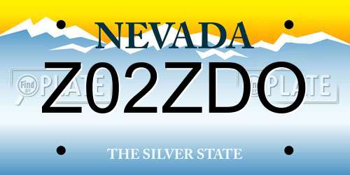 Z02ZDO Nevada License Plate