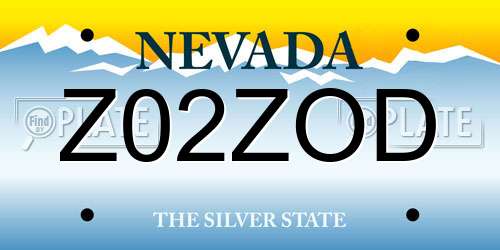 Z02ZOD Nevada License Plate