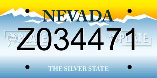 Z034471 Nevada License Plate