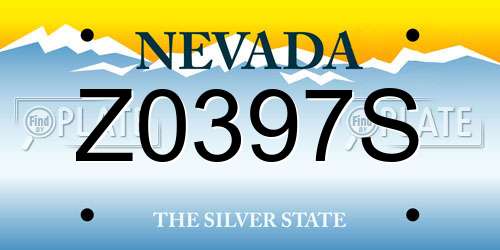 Z0397S Nevada License Plate