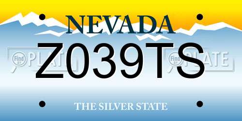 Z039TS Nevada License Plate
