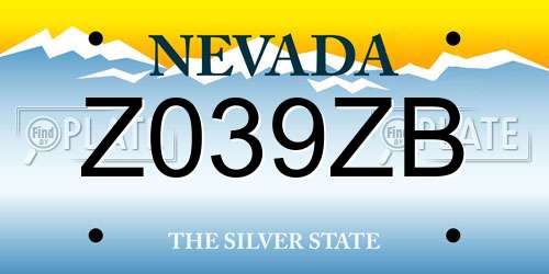 Z039ZB Nevada License Plate