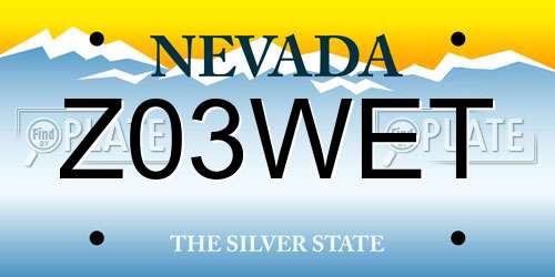 Z03WET Nevada License Plate