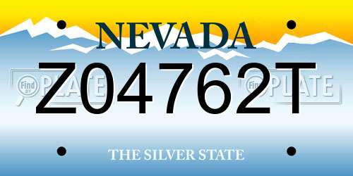 Z04762T Nevada License Plate