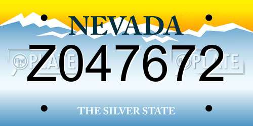 Z047672 Nevada License Plate