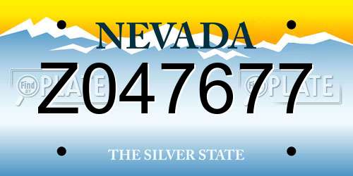 Z047677 Nevada License Plate