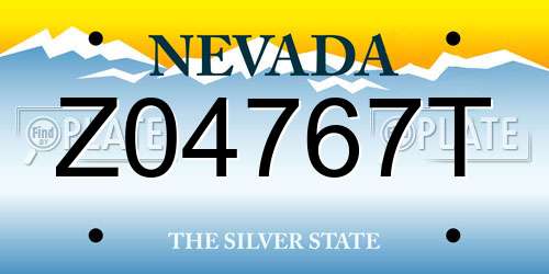 Z04767T Nevada License Plate