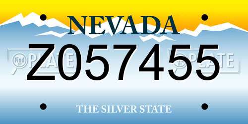 Z057455 Nevada License Plate