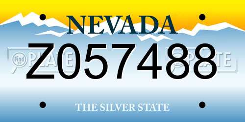 Z057488 Nevada License Plate